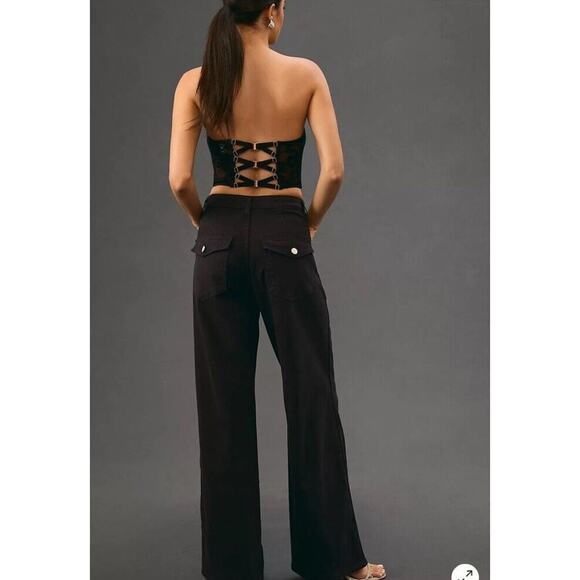 Anthropologie AMO Severine‎ Cargo High Rise Wide Leg Jeans Size 26 Black Relaxed - Picture 8 of 16